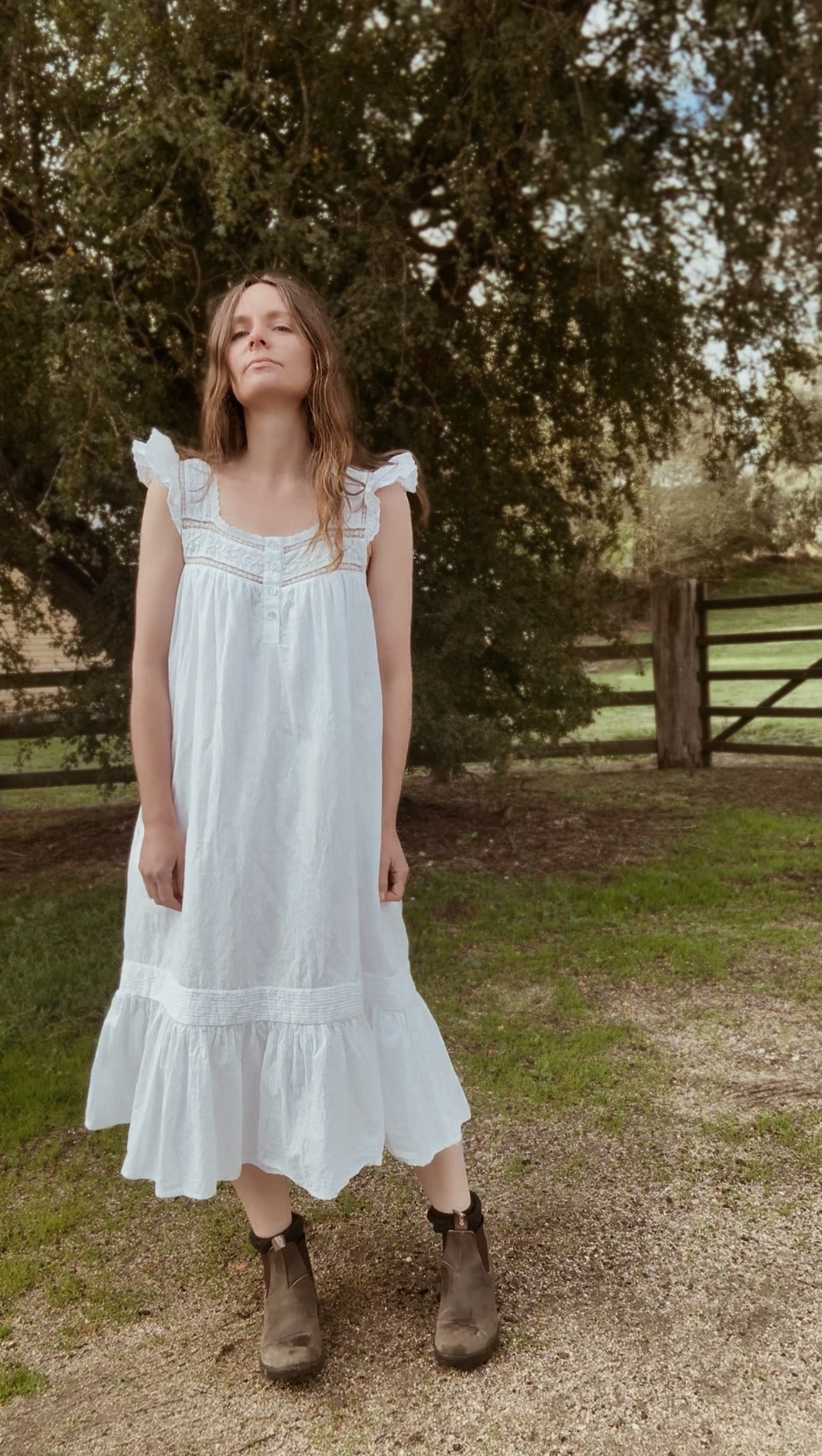 SMALL RESTOCK - 100% RECYCLED COTTON - ALICE DRESS -  WHITE