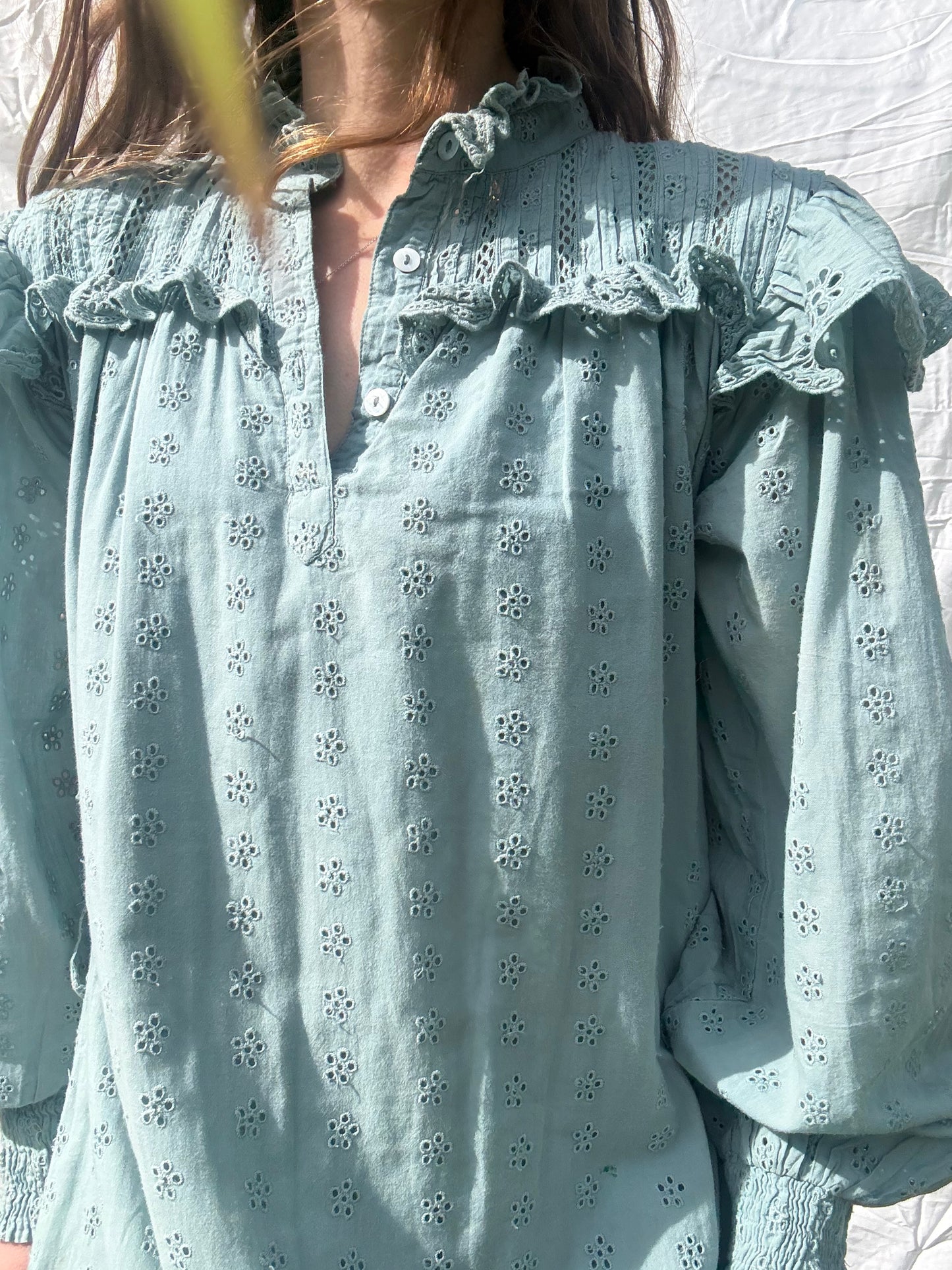 PRELOVED - 100% RECYCLED COTTON - CLOTHILDE DRESS DUSTY TEAL SMALL