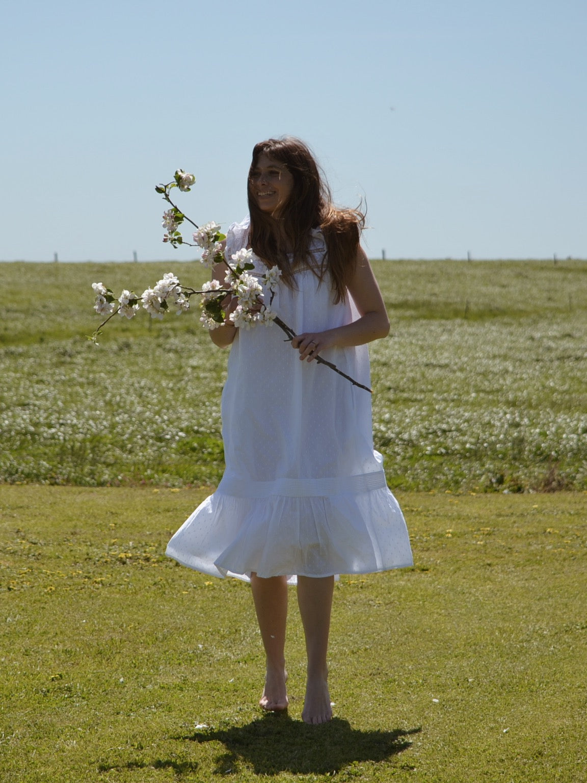 100% RECYCLED COTTON - ALICE DRESS -  WHITE