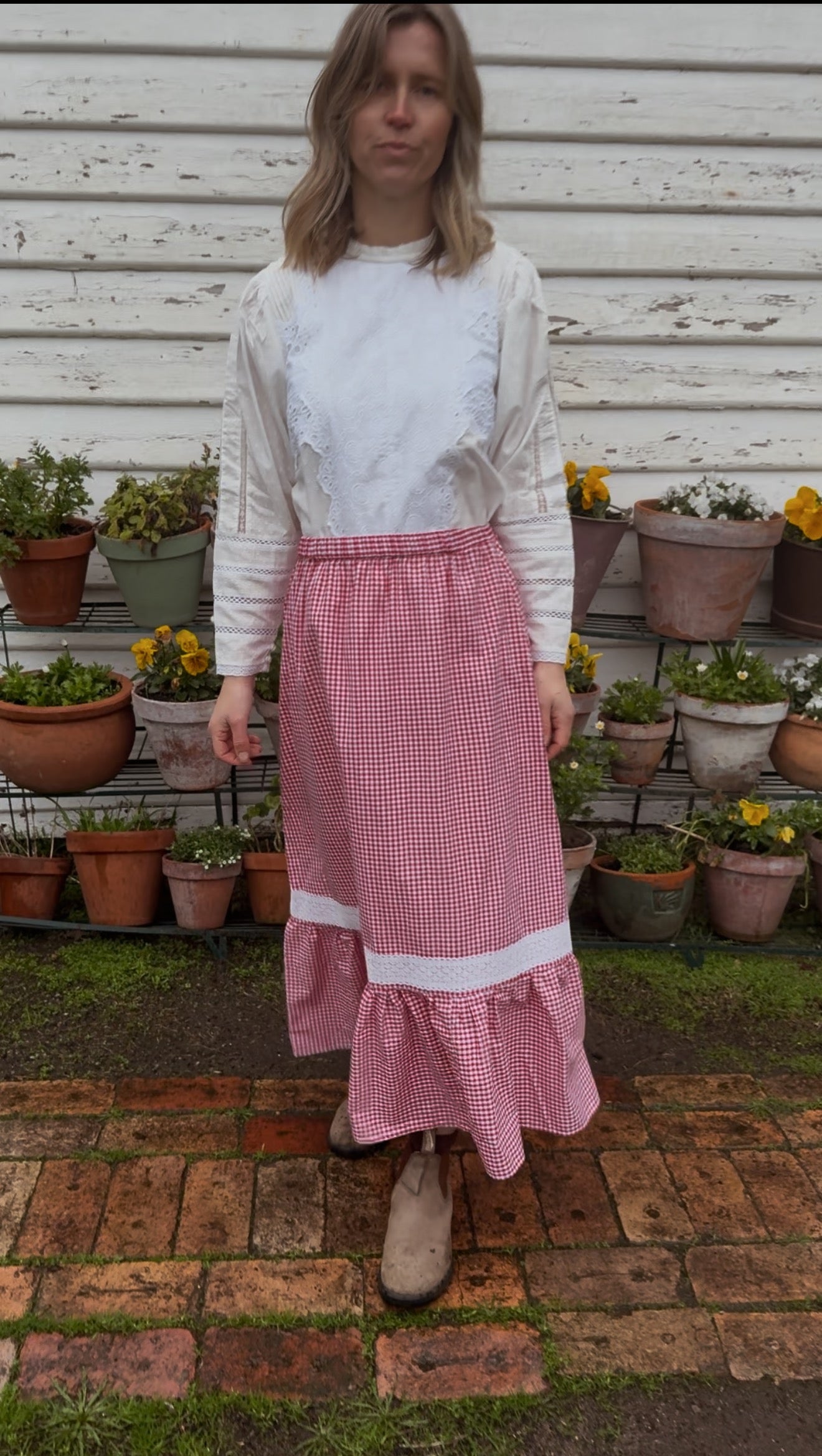ANYA SKIRT RED GINGHAM