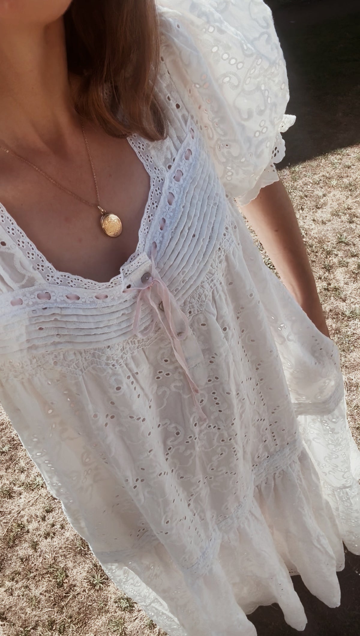 100% RECYCLED COTTON - MORNING SONG DRESS WHITE BRODERIE COTTON