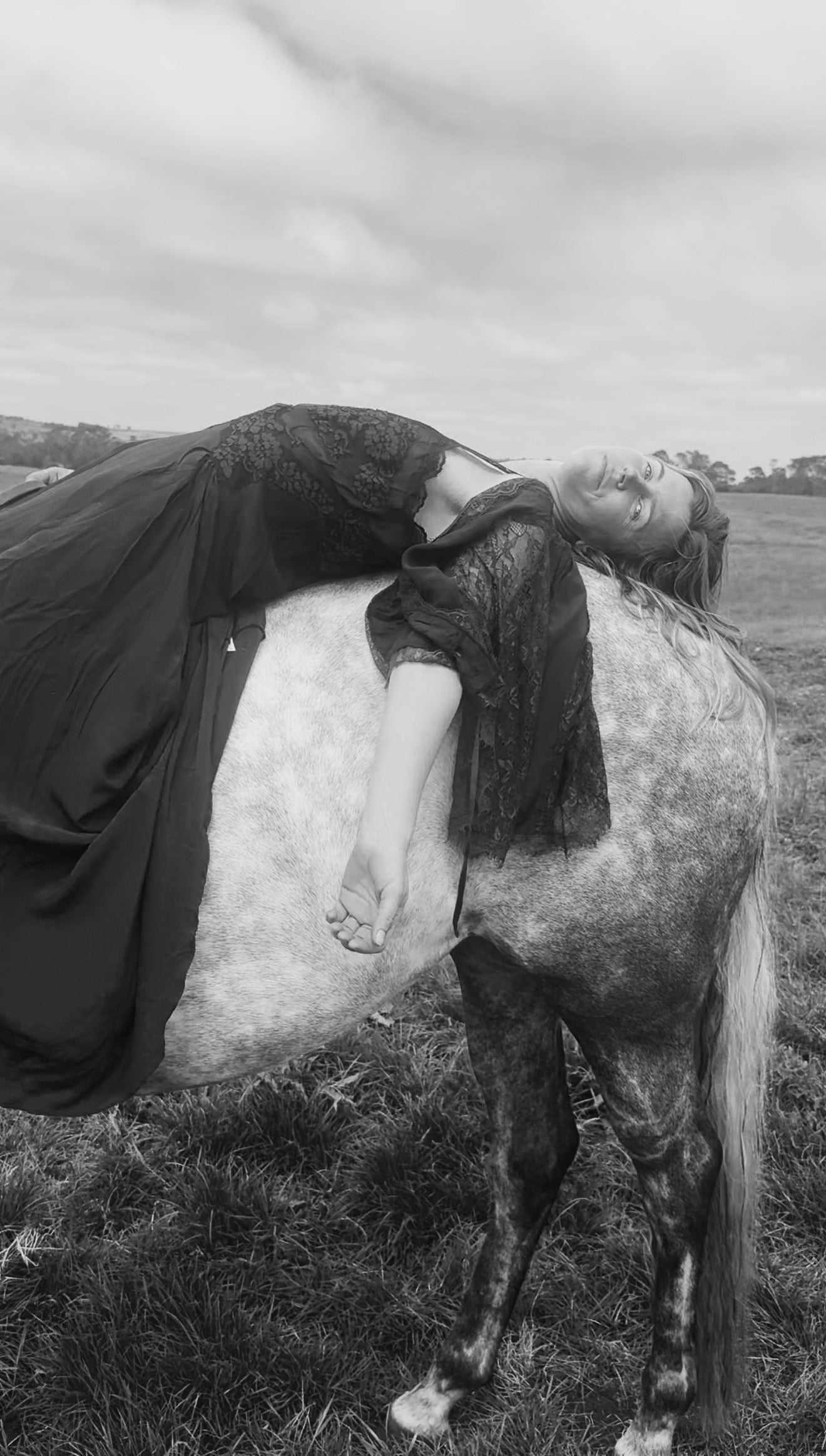 PREORDER AURORA SILK & LACE DRESS - BLACK