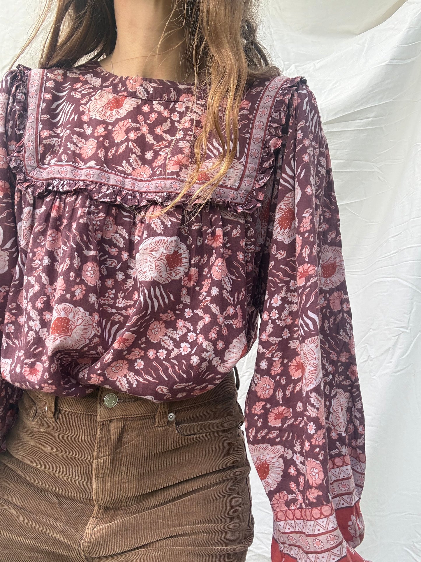 PRELOVED - DALI BLOUSE PLUM FLORAL SMALL