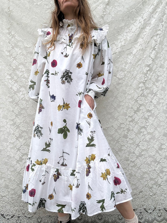 PRELOVED 100% RECYCLED COTTON - CLOTHILDE DRESS GARDEN BOTANIC LARGE
