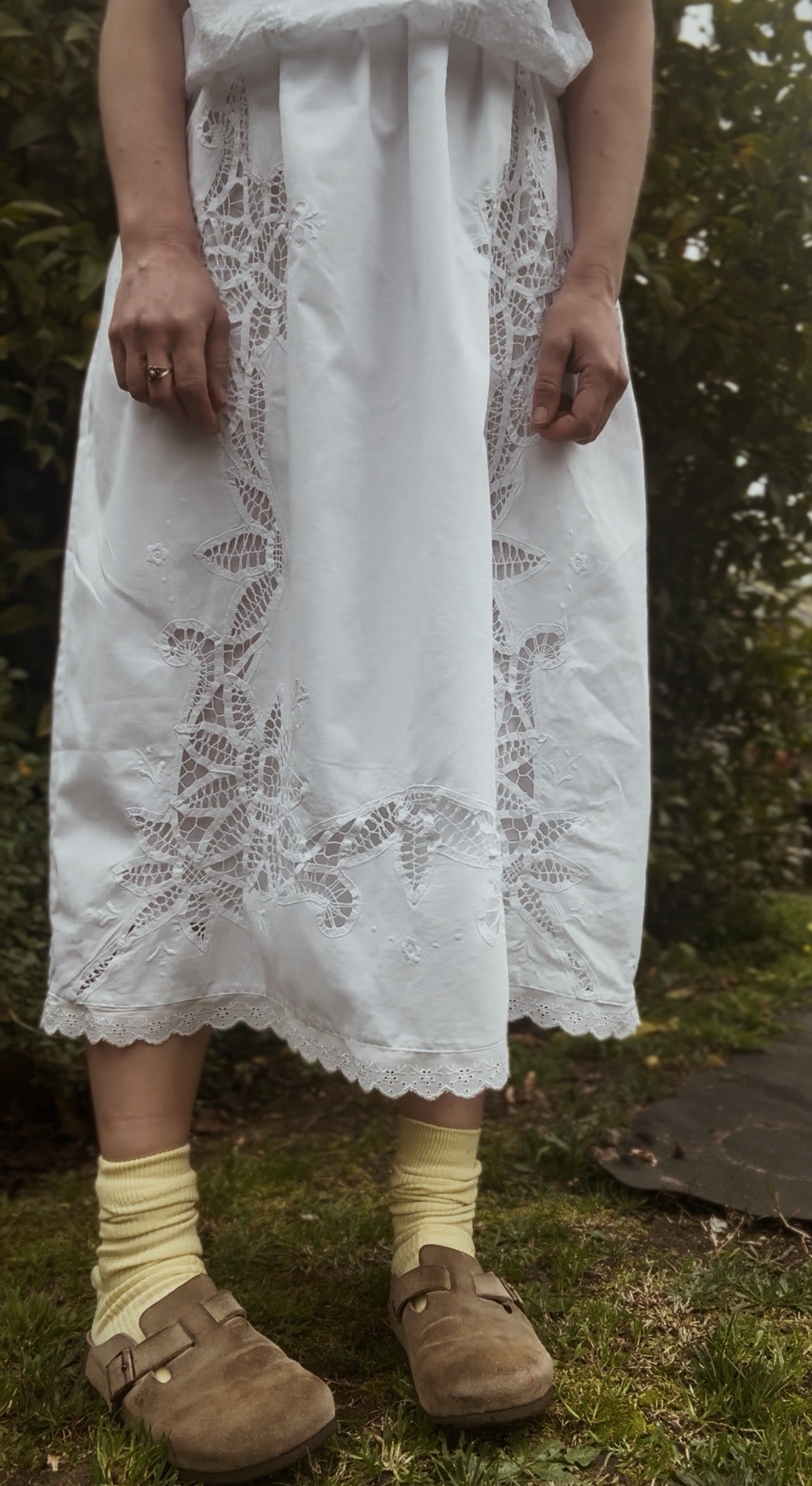 ONE OF A KIND SKIRT WHITE COTTON DETAILED XS-S