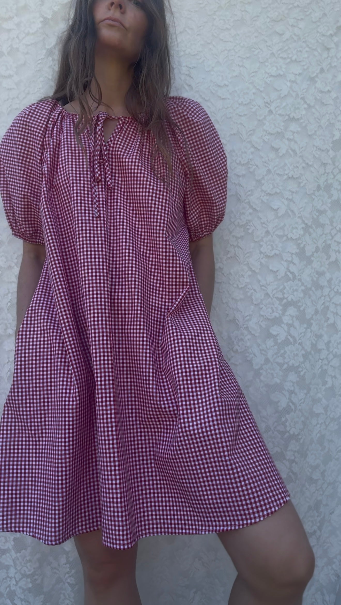 POPPY SMOCK DRESS RED GINGHAM COTTON