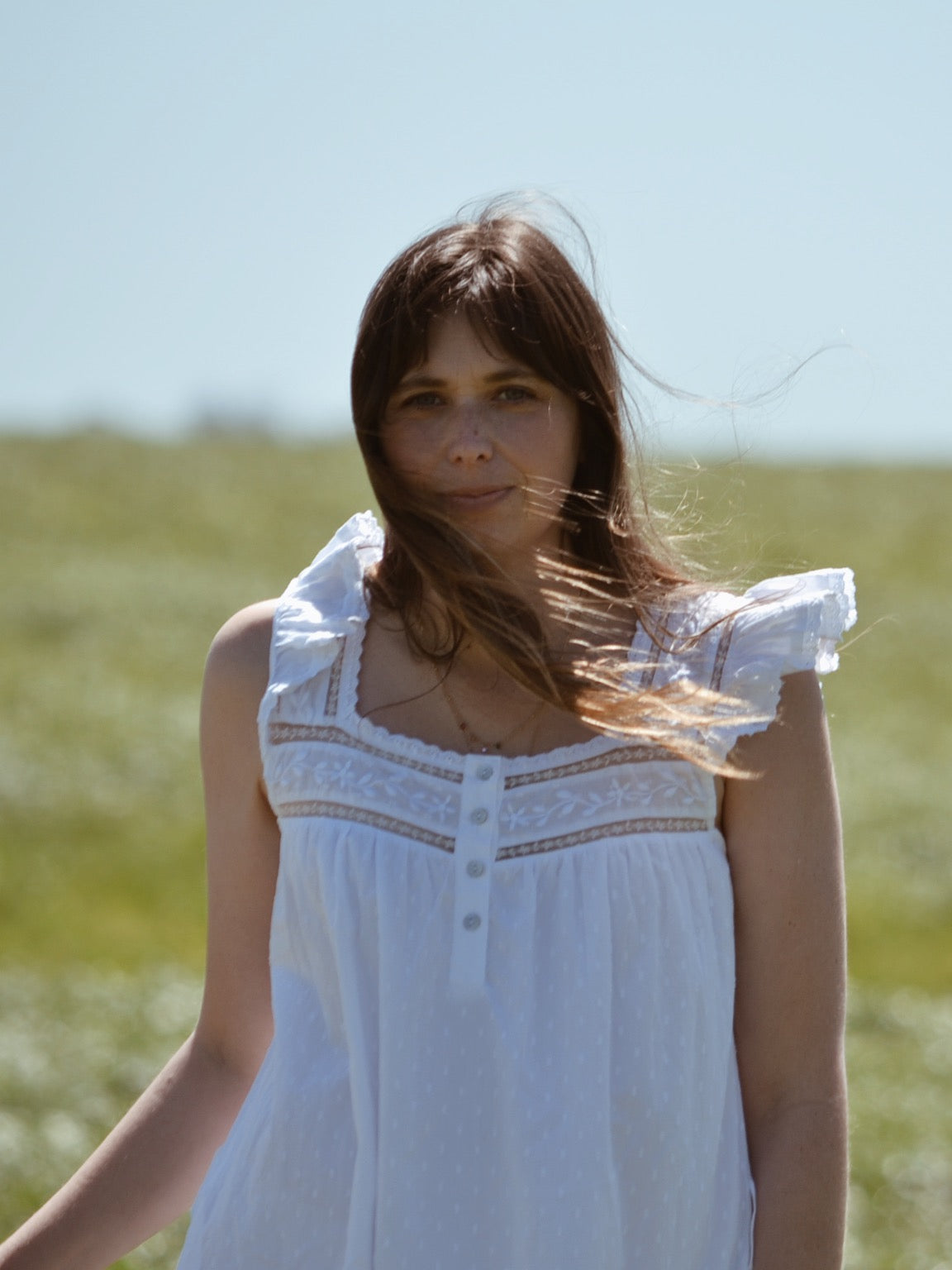 100% RECYCLED COTTON - ALICE DRESS -  WHITE