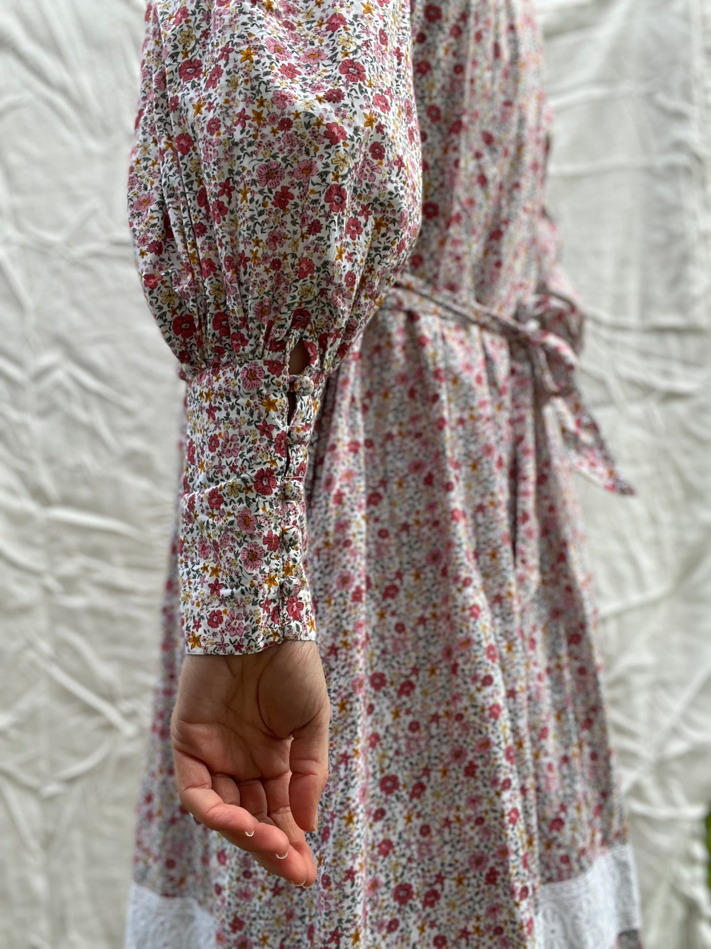 SECOND - 100% RECYCLED COTTON - CLARA DRESS PINK DITSY FLORAL