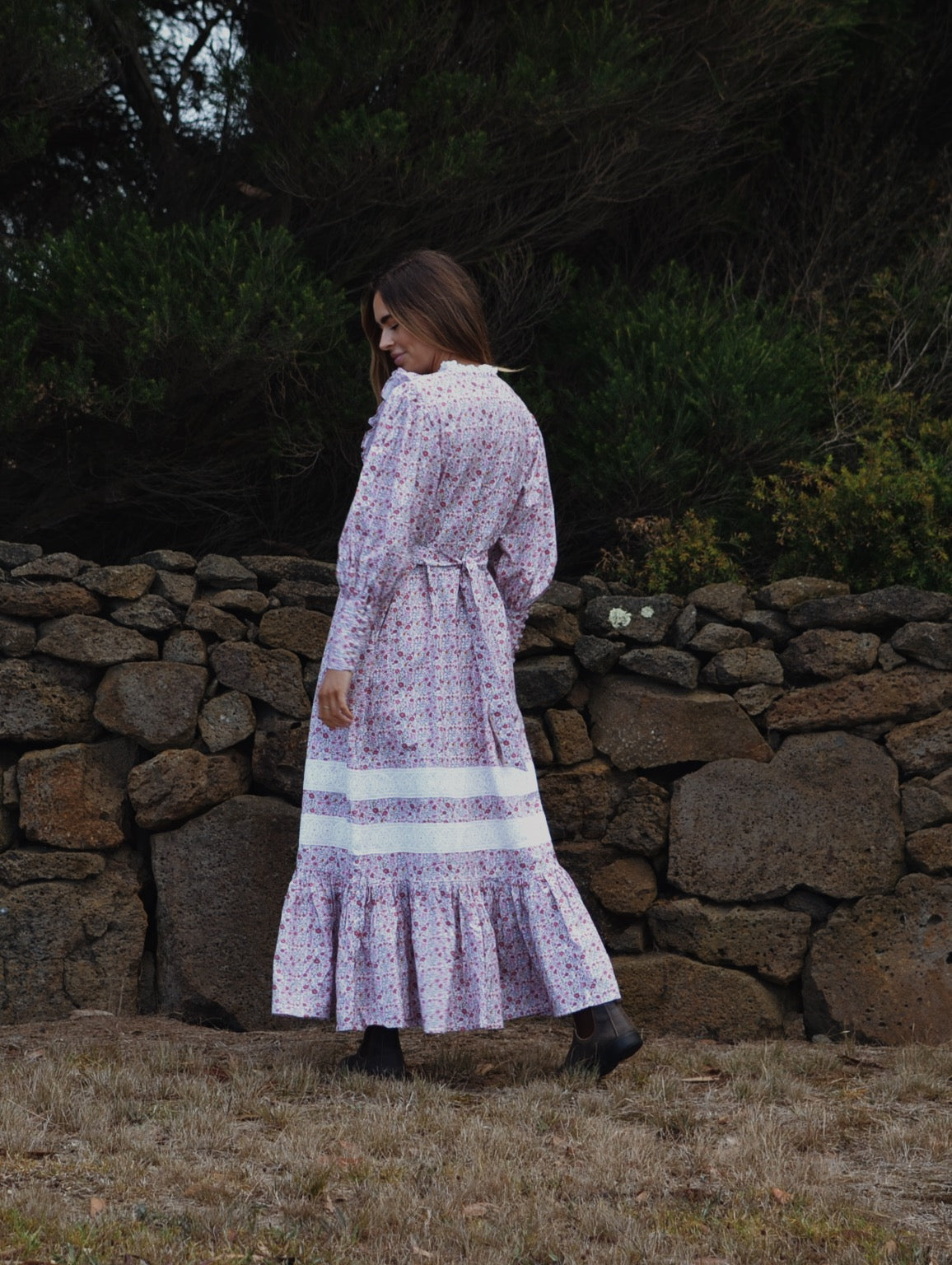 SECOND - 100% RECYCLED COTTON - CLARA DRESS PINK DITSY FLORAL