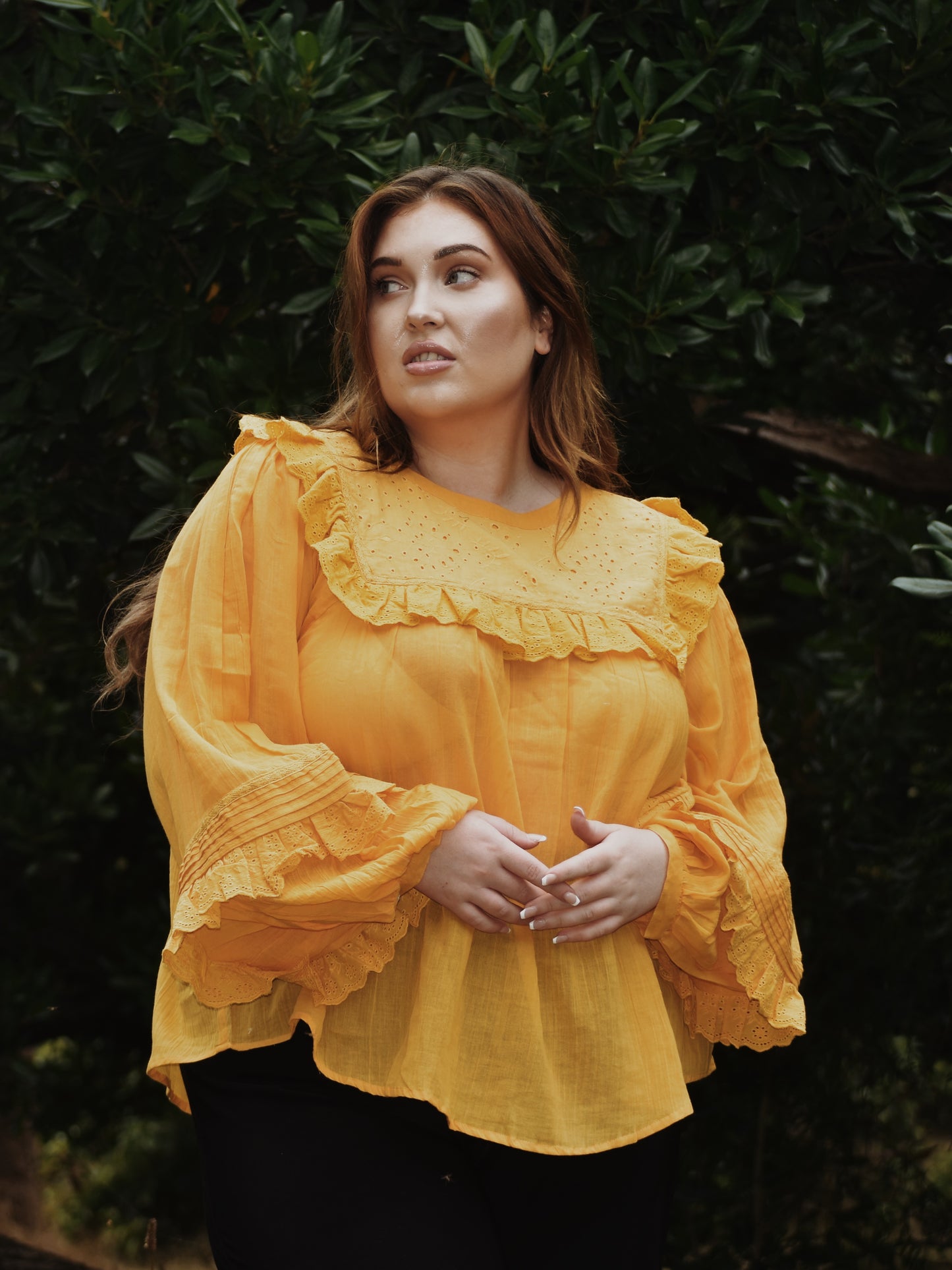 100% RECYCLED COTTON GAUZE - BEATRIX BLOUSE MUSTARD YELLOW