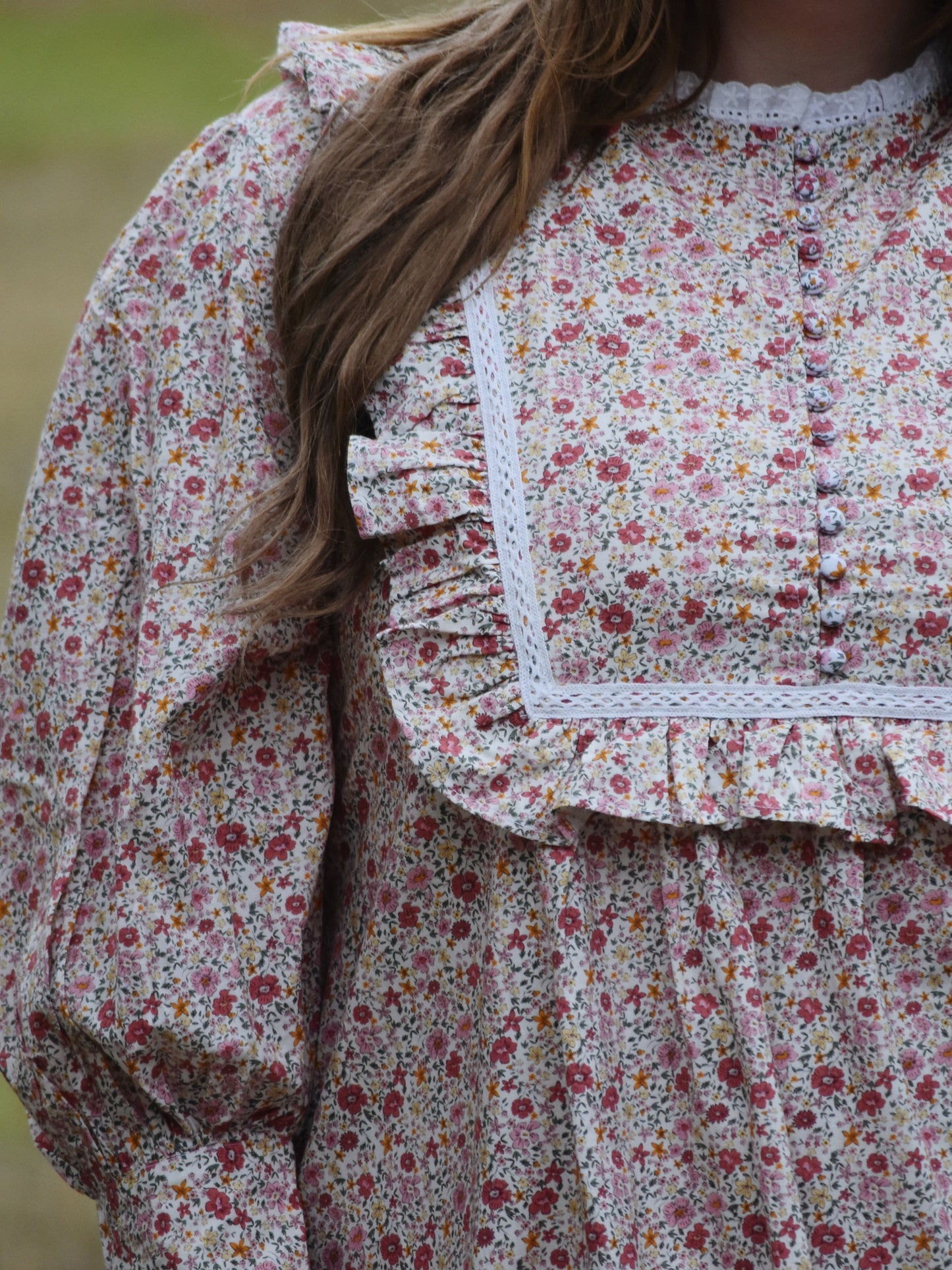 SECOND - 100% RECYCLED COTTON - CLARA DRESS PINK DITSY FLORAL