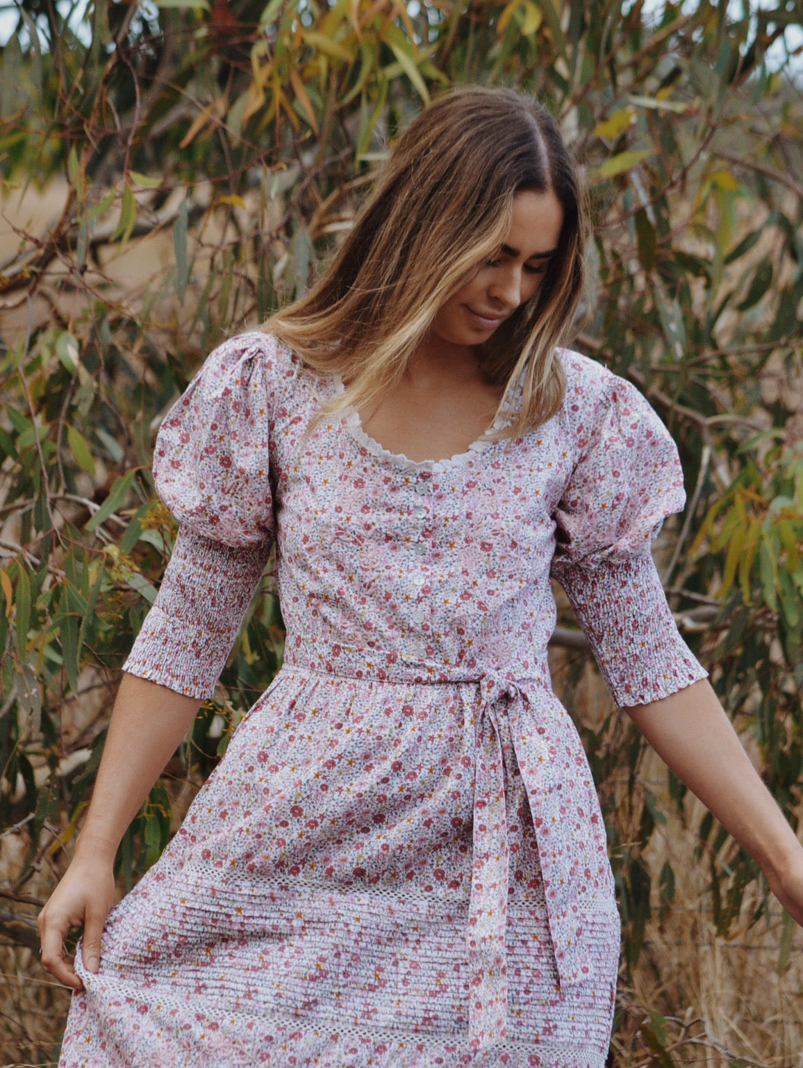 SECOND - AUGUSTINE MAXI DRESS PINK DITSY FLORAL