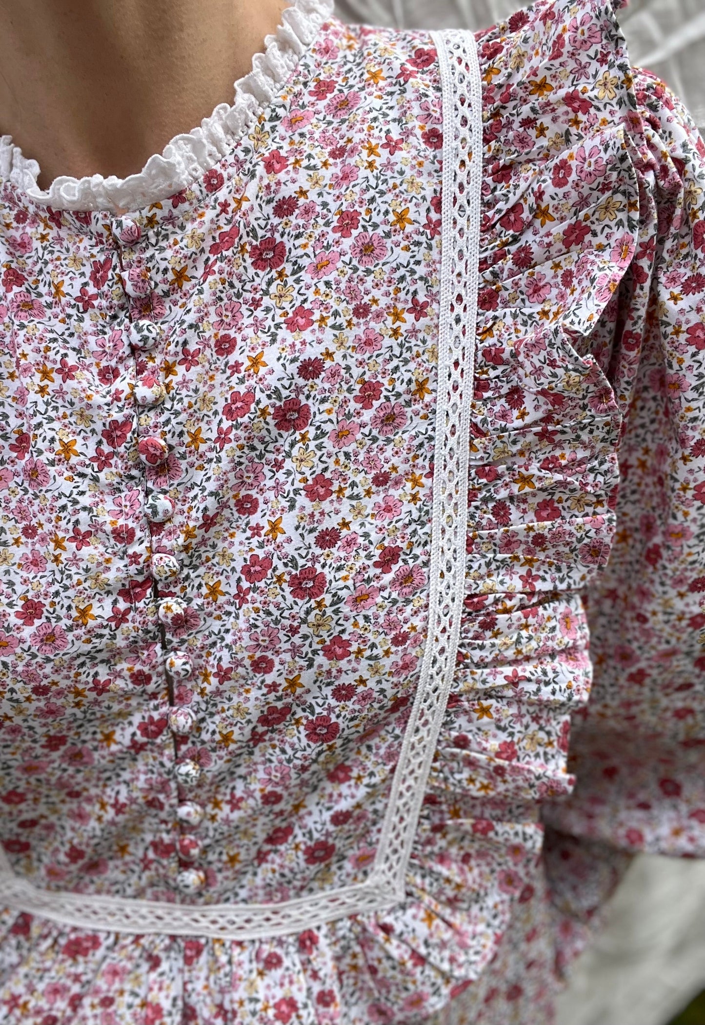 SECOND - 100% RECYCLED COTTON - CLARA DRESS PINK DITSY FLORAL