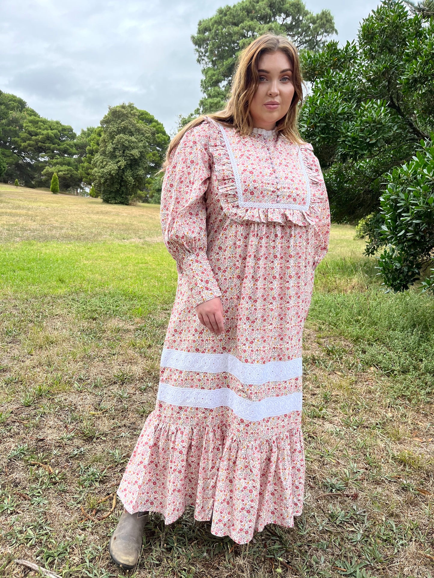 SECOND - 100% RECYCLED COTTON - CLARA DRESS PINK DITSY FLORAL