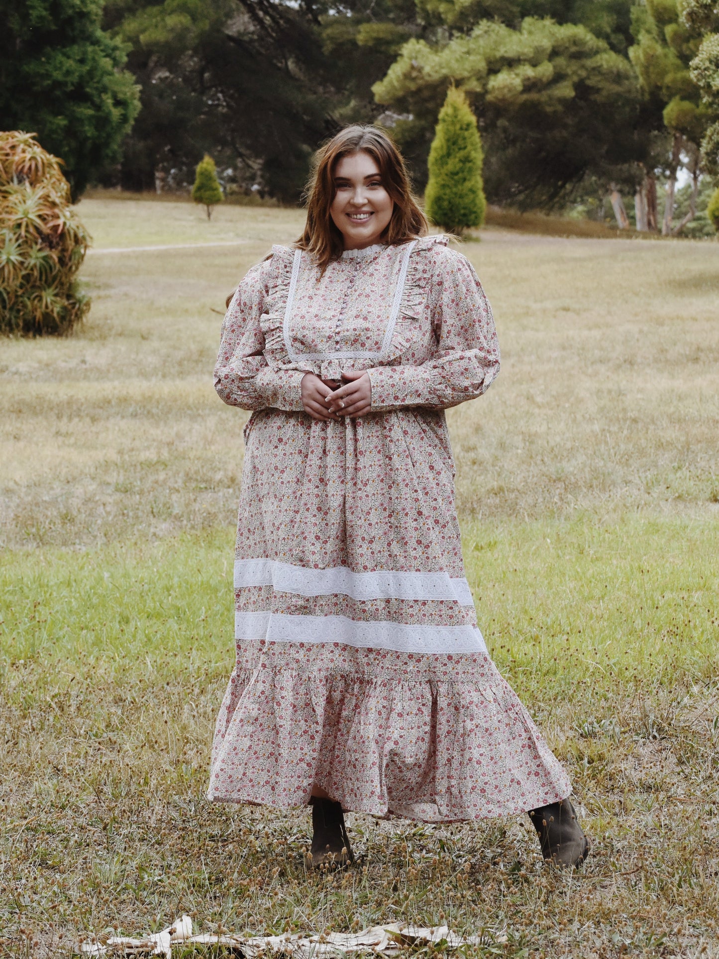 SECOND - 100% RECYCLED COTTON - CLARA DRESS PINK DITSY FLORAL