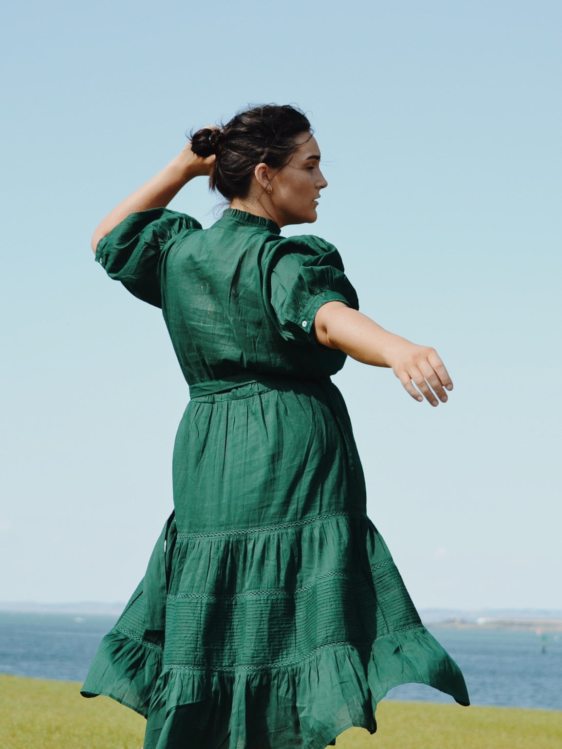 SECOND - PAULINA FOREST GREEN COTTON DRESS