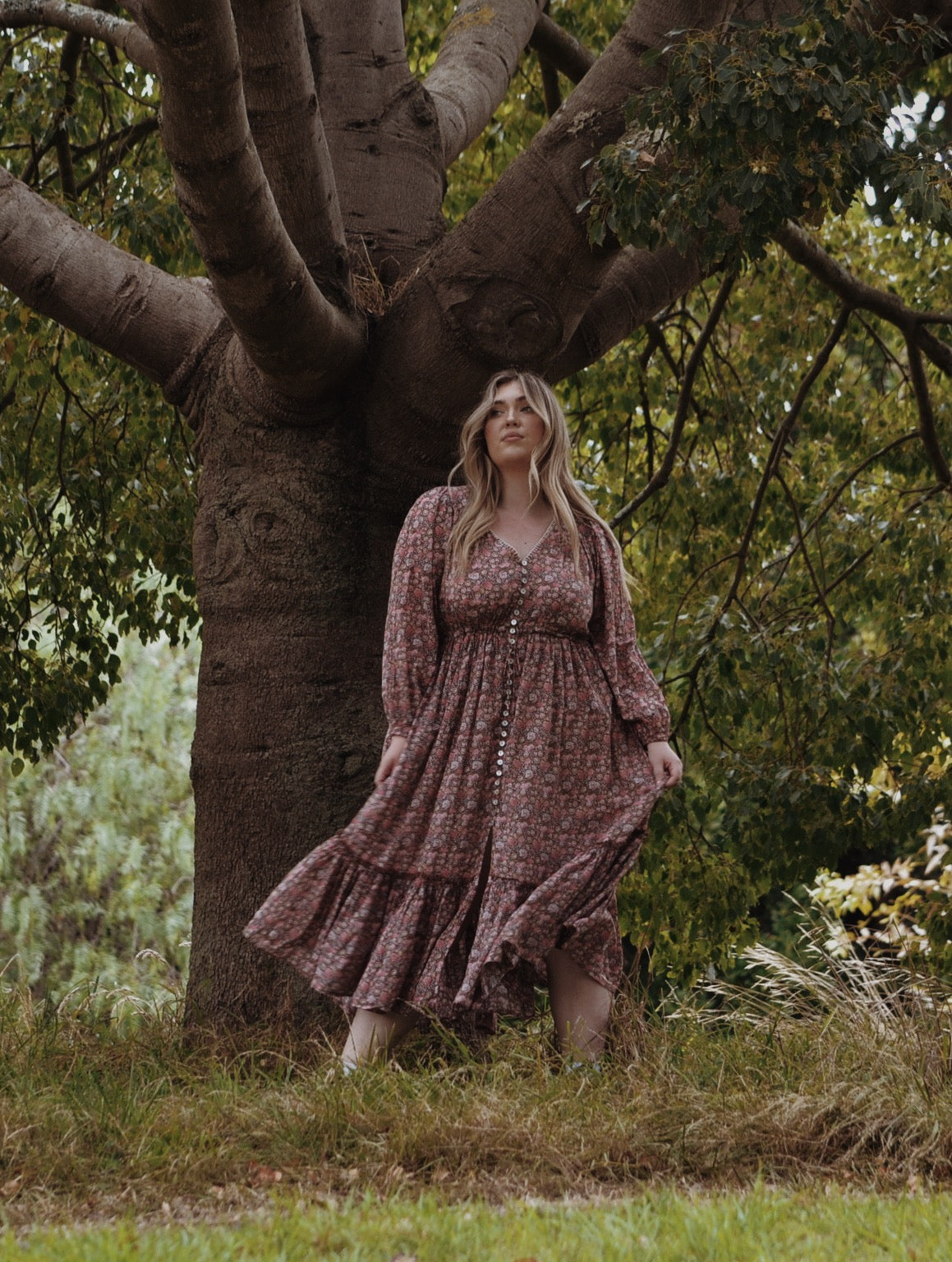 SMALL RESTOCK - MAÈLI MIDI DRESS BROWN FLORAL