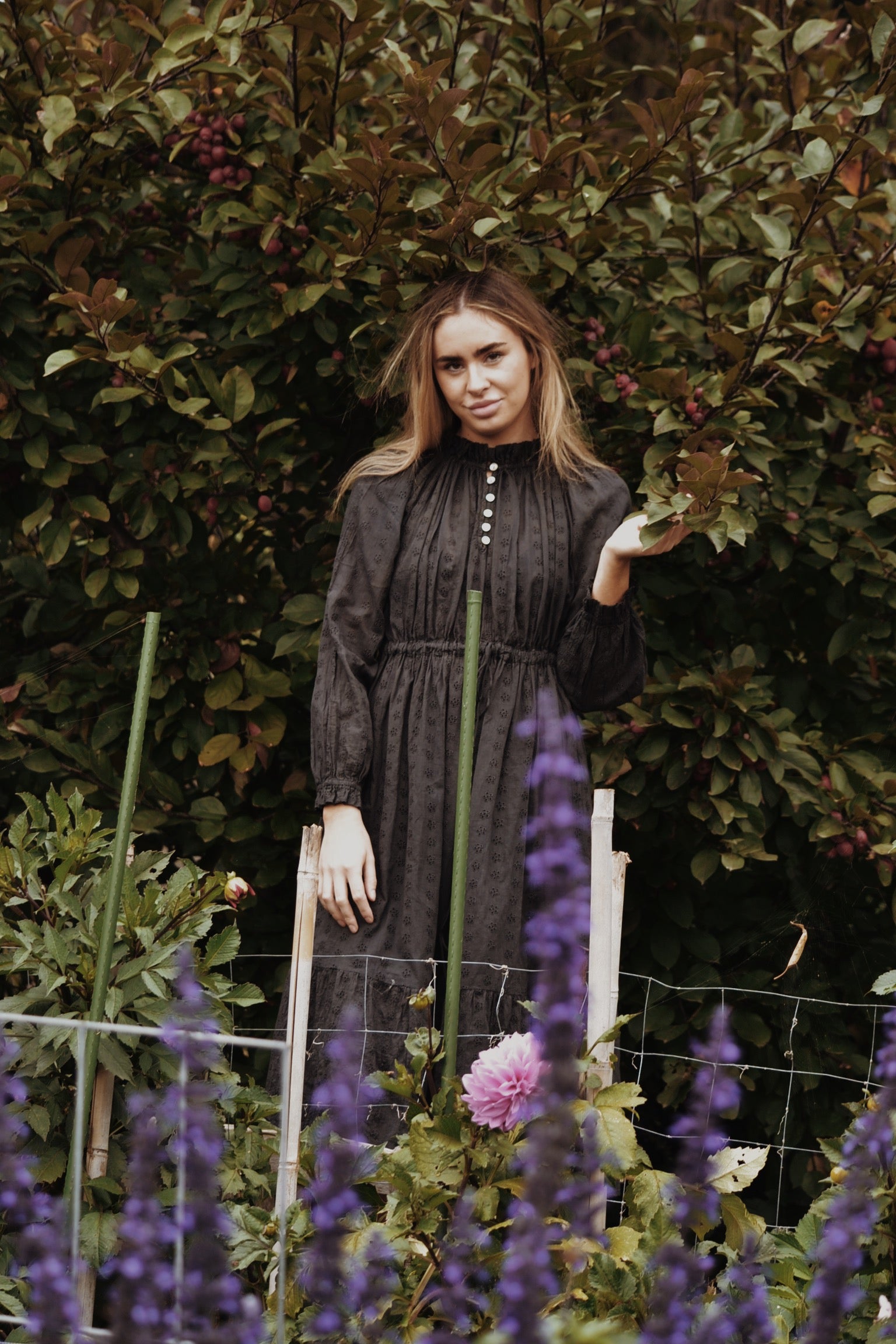 PRAIRIE DRESS WASHED BLACK LACE COTTON – ANKOA PRAIRIE DRESS WASHED BLACK LACE COTTON – ANKOA