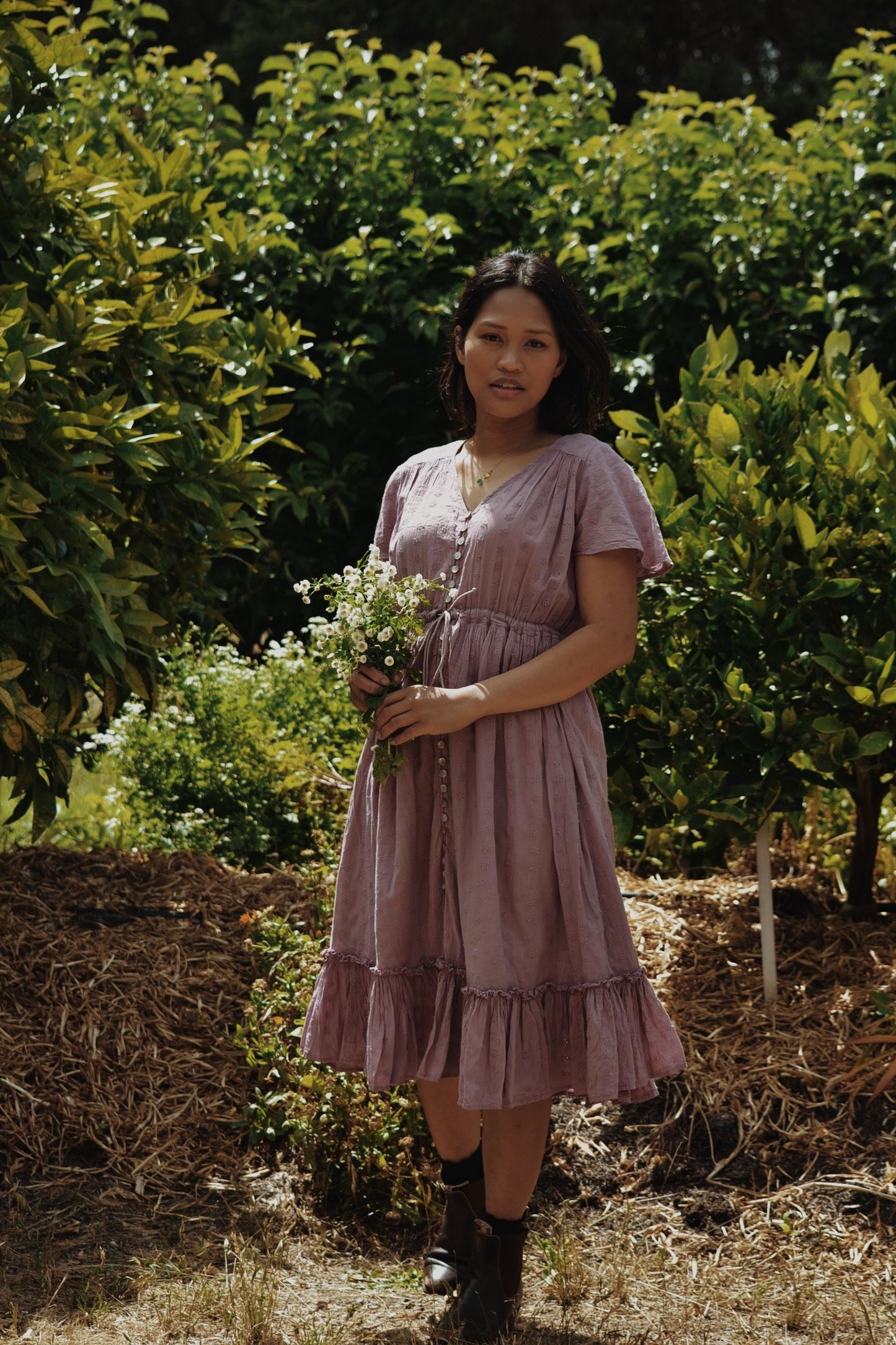 100% RECYCLED COTTON - RU DRESS DUSTY LAVENDER