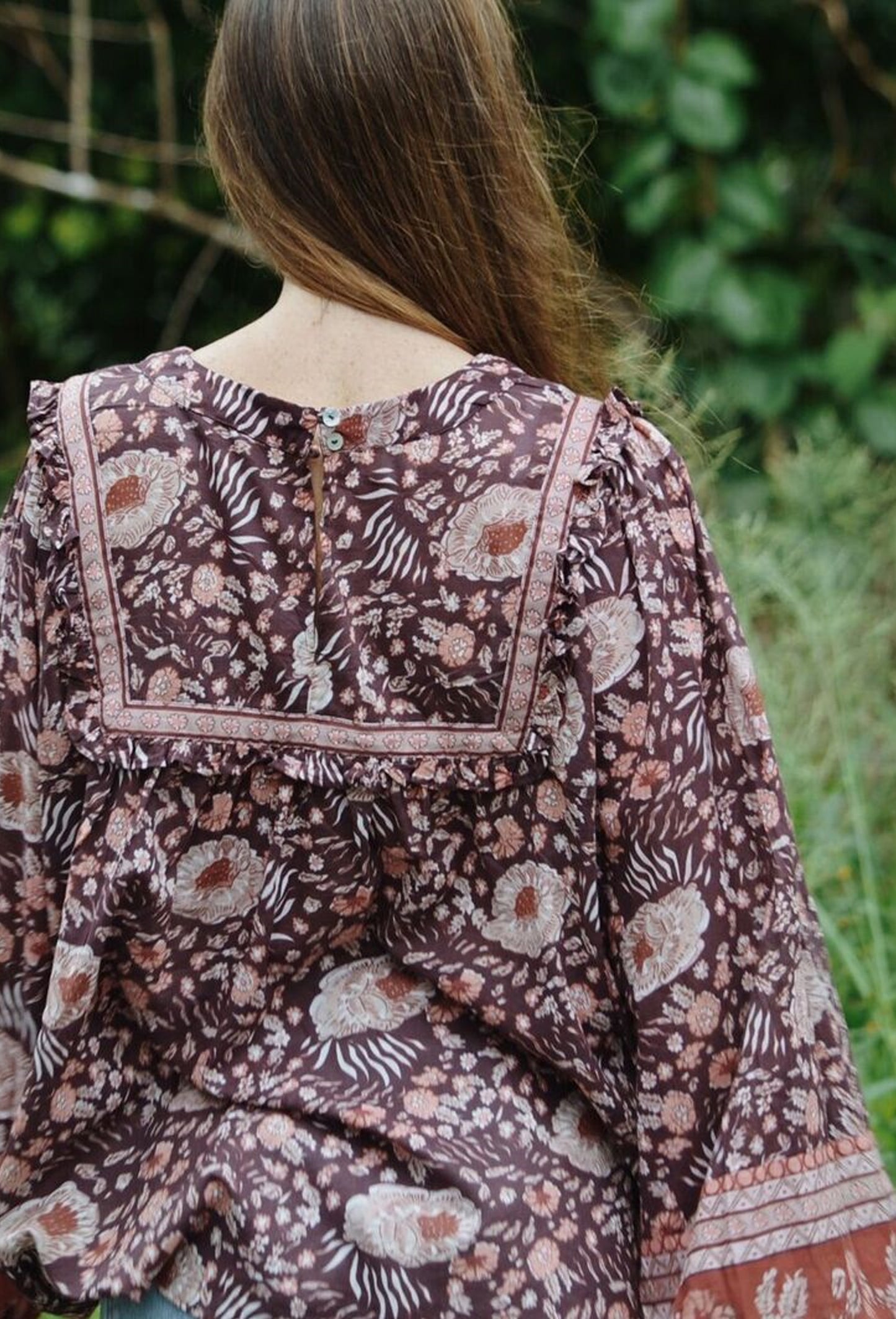 PRELOVED - DALI BLOUSE PLUM FLORAL SMALL