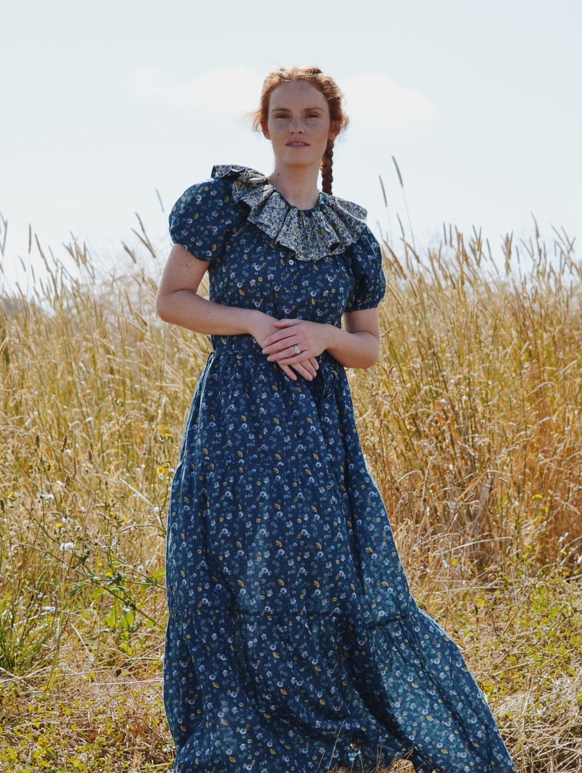 100% RECYCLED COTTON - PIERROT MAXI DRESS BLUE FLORAL