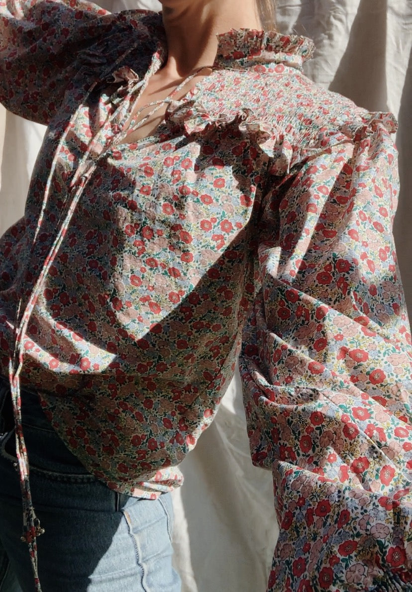 PRELOVED - BAMBI BLOUSE PINK DITSY FLORAL XS