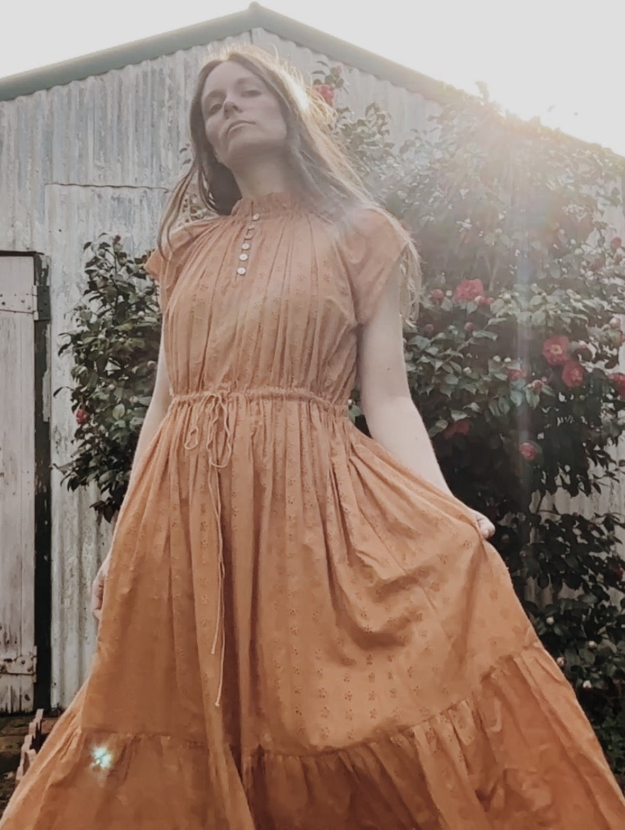 100% RECYCLED COTTON - ISABEL DRESS COPPER COTTON LACE