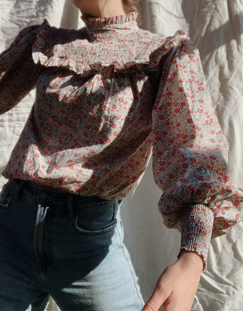 PRELOVED - BAMBI BLOUSE PINK DITSY FLORAL XS