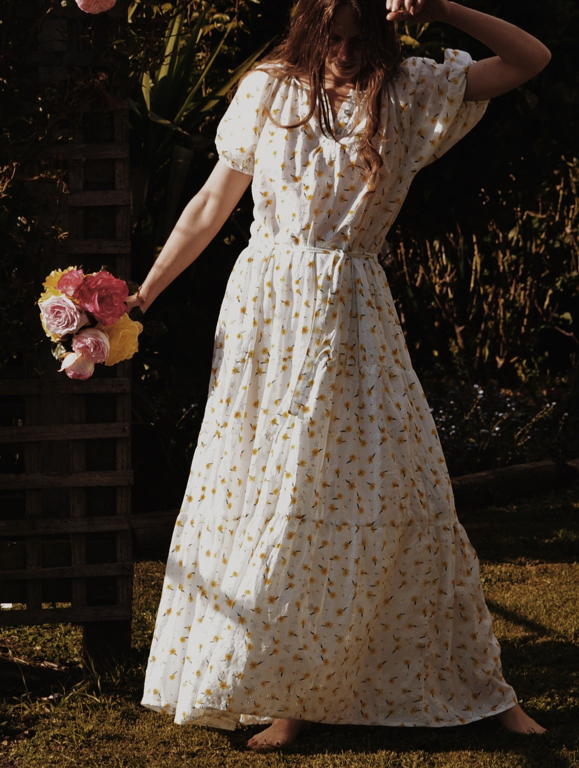 Fille de Ferme Dress | white cotton 2024 floral maxi dress