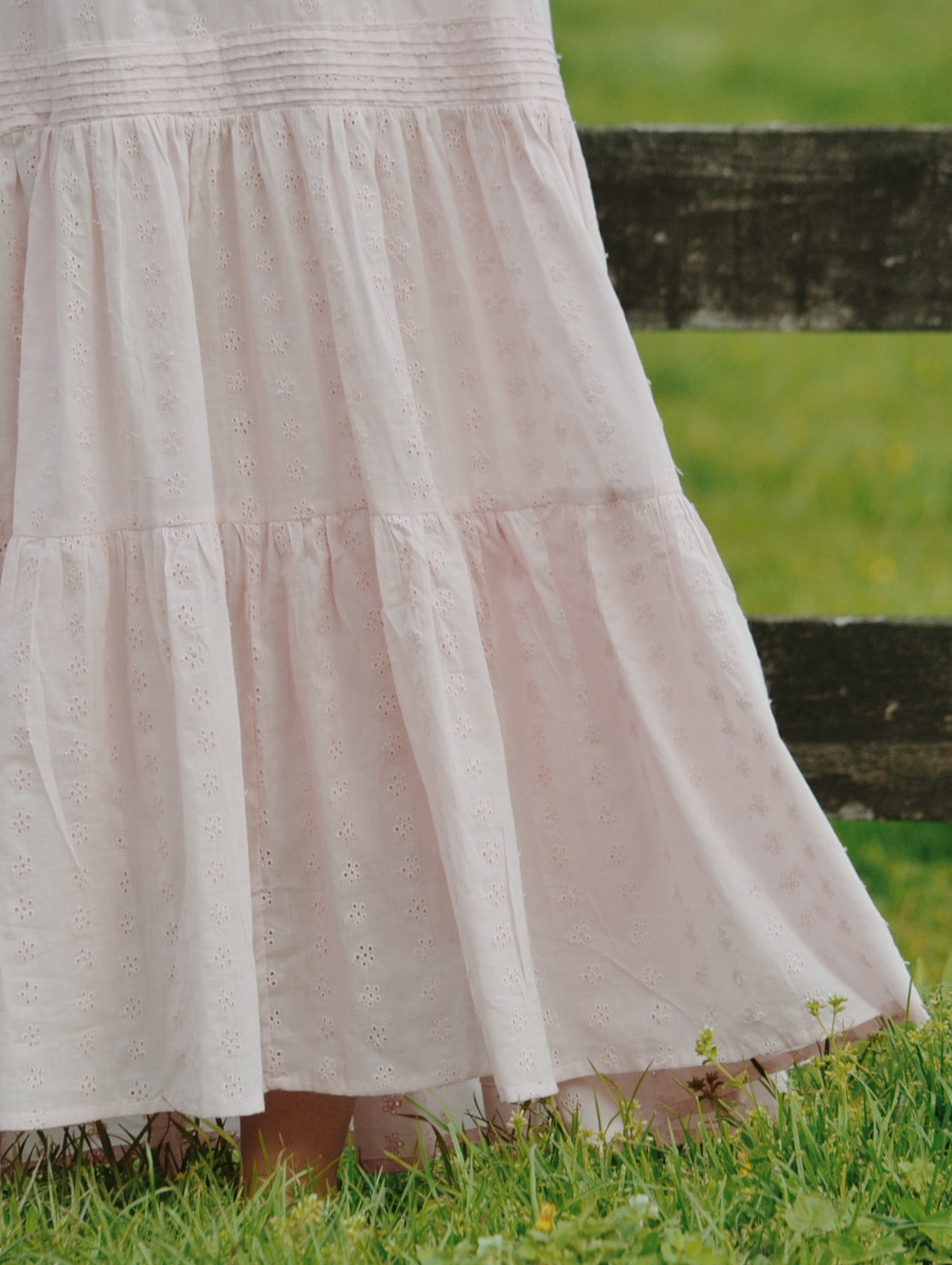 100% RECYCLED COTTON - MORNING SONG HAND SMOCKED TIERED MAXI DRESS - PASTEL PINK