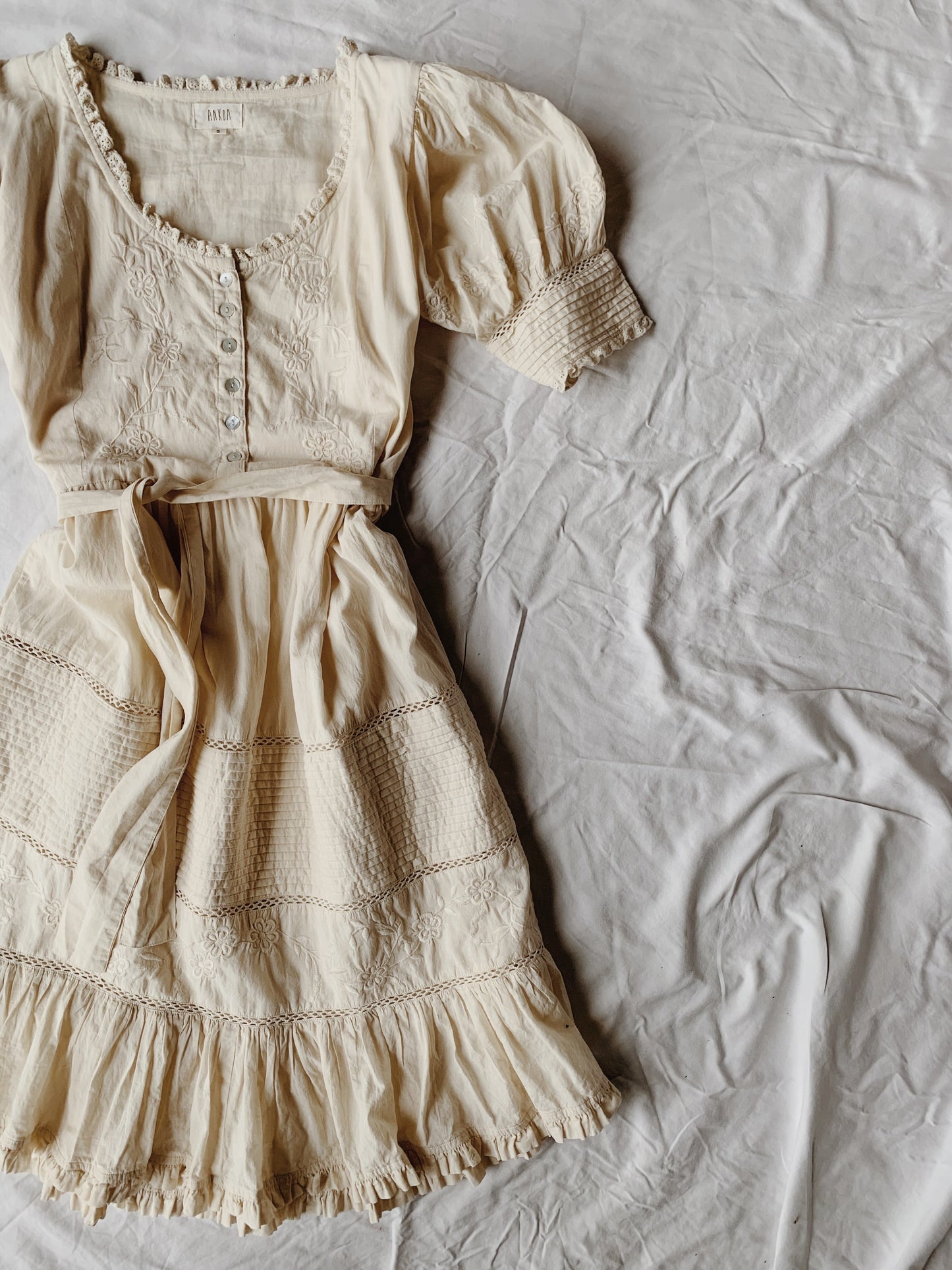 -100% RECYCLED COTTON - FAUSTINE DRESS ANTIQUE WHITE