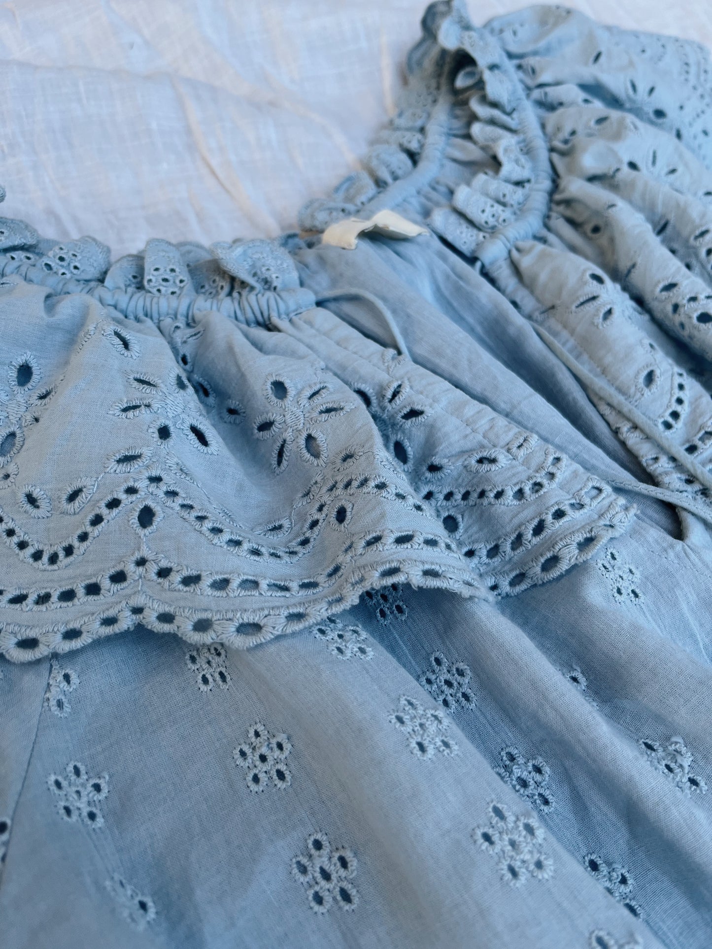 100% RECYCLED COTTON - MARIONETTE MAXI DRESS BABY BLUE